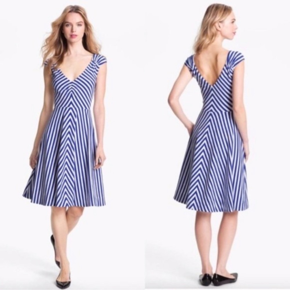 Kate Spade Fit and Flare Blue & White Stripped Dress